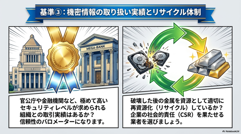 リサイクル業者の機密情報取り扱い実績